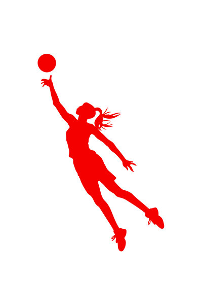 StoryGift Romania Sticker Adeziv 90CM Exterior cu o jucatoare de volei - minge , Vinyl Rosu, 90 cm