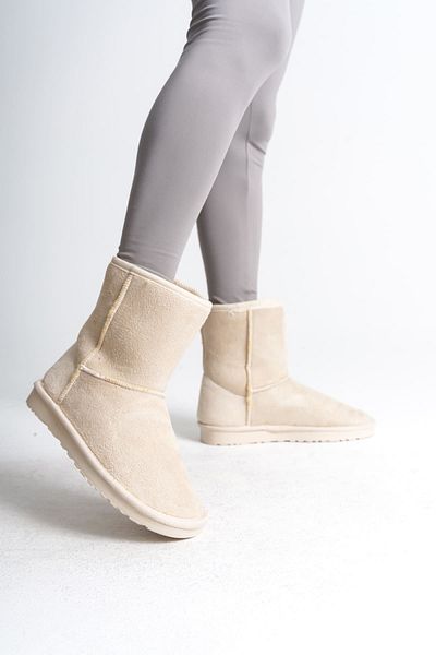 Zerenyus Hades Laceless Flat Sole Cream Suede Γυναικείες μπότες Ug με γούνα εσωτερικά