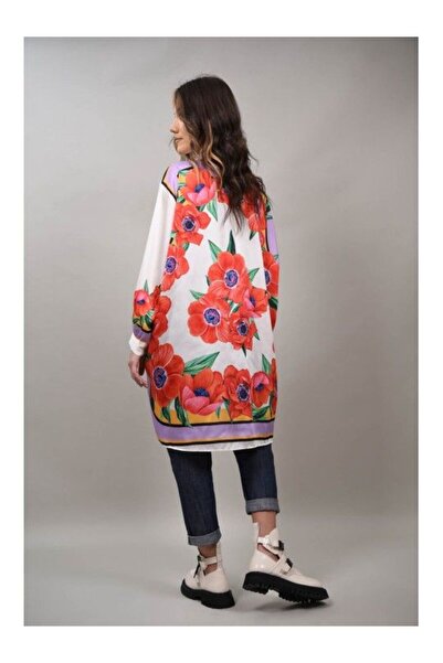 FASHIONLAND ΜΑΚΡΥ ΣΑΤΕΝ ΠΟΥΚΑΜΙΣΟ ΜΕ ΠΟΛΥΧΡΩΜΟ ΤΥΠΩΜΑ ΜΕ ΛΟΥΛΟΥΔΙΑ ANDEZENO Μ...