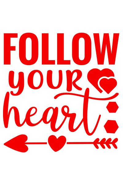 StoryGift Romania Sticker Eticheta 50CM Exterior cu inimioare si textul "Follow your heart" - urmeaza-ti inima i