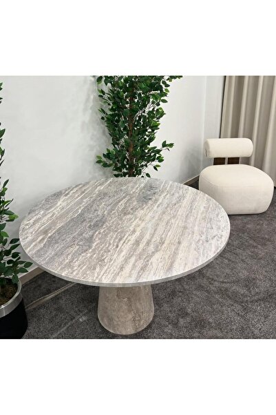 Sümeyra Marble Art SİLVER - Silver Traverten Yemek Masası