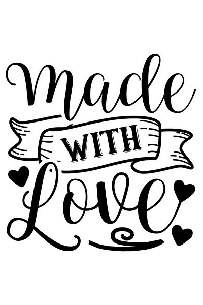 StoryGift Romania Sticker Eticheta 50CM Exterior cu inimioare si textul in engleza "Made with love" - facuta cu