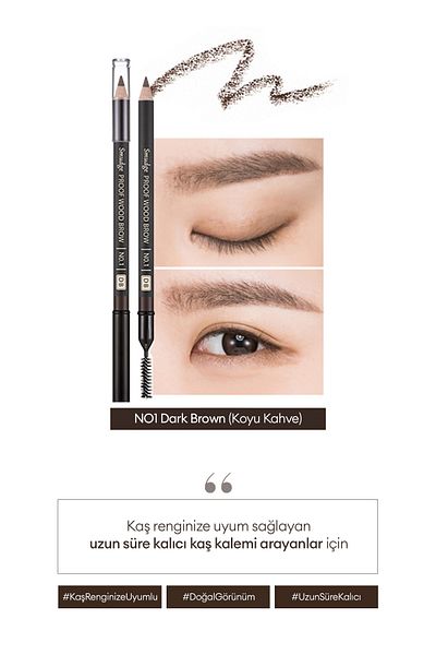 Missha Smudge Proof Permanent Natural Eyebrow Pencil Smudge Proof Wood Brow No.1 (Dark Brown)