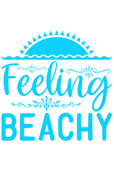 StoryGift Romania Sticker Exterior cu un rasarit pe plaja si mesajul in limba engleza "Feeling beachy" - vac
