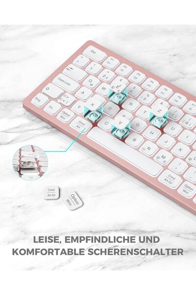 Seenda wireless backlit keyboard, bluetooth, 1600 mAh, pink, 42.6 x 12.1 x 1.2 cm