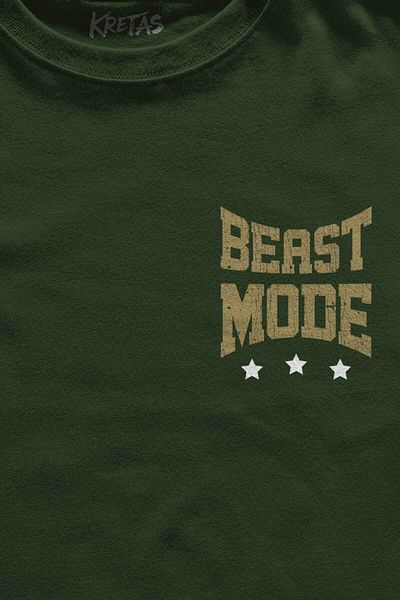 Kretas Μπλουζάκι Unisex Χακί Beast Mode Gym Fitness Sports Animal εμπριμέ μπλουζάκι