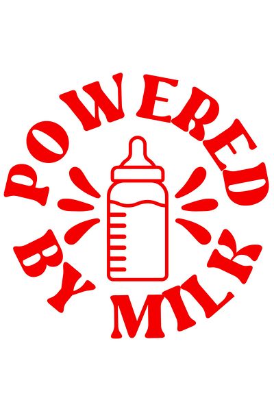 StoryGift Romania Sticker Autocolant 70CM Exterior cu textul in engleza "Powered by milk" - alimentat cu lapte b