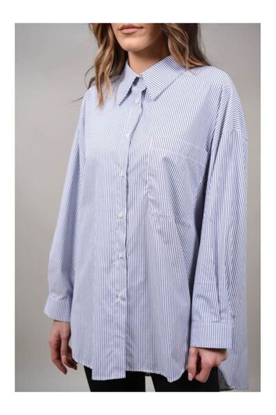 FASHIONLAND CAMASA OXFORD LUNGA IN DUNGI AGRI TALIE UNICA Albastru