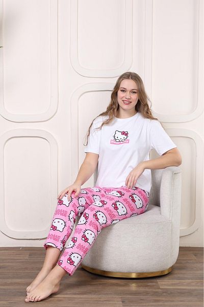ARBİ kids Women's Hello Kitty Short Sleeve Pajamas Suit Summer
