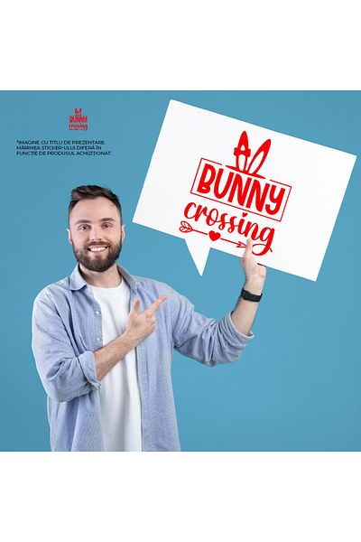 StoryGift Romania Sticker Eticheta 40CM Exterior cu urechi de iepure si mesajul in engleza "Bunny crossing" - tr
