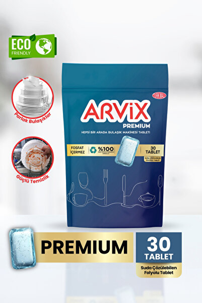 arvix ARVİX HEPSİ BİR ARADA BULAŞIK MAKİNESİ TABLETİ PREMİUM 30'LU