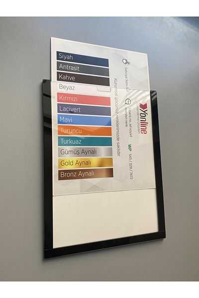 Yönline A4 Black Document Frame Easy to Change Self-Adhesive Wall and Door Type Foil Holder