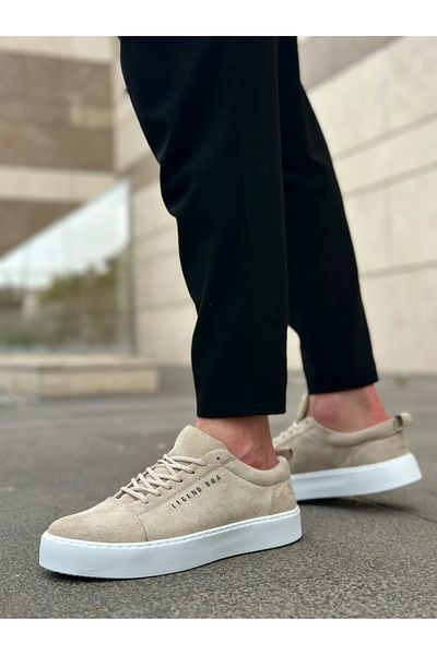EBRUS TREND Et0104 Lace-Up Cream Suede White Sole Sports Classic Men's Shoes