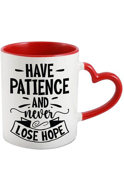 StoryGift Romania Mug with the motivational message "Be patient and never lose hope" by, With, STG.