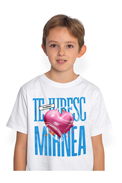 StoryGift Romania Tricou Copii Baieti Te Iubesc Mihnea, Dragoste, Inima, Iubi...