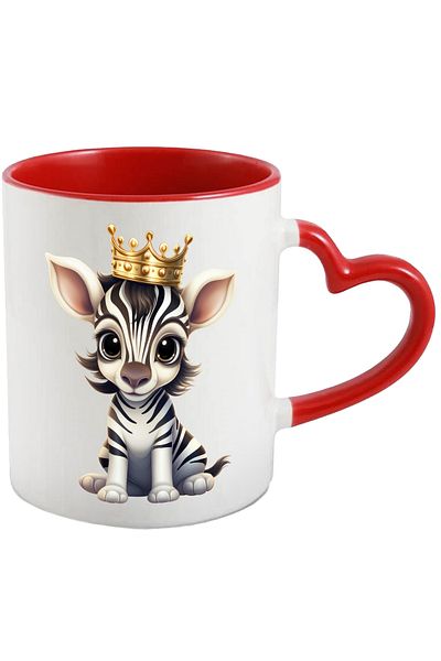 StoryGift Romania Mug with a baby zebra wearing a royal crown | illustration | surprised | i, With ,STG .