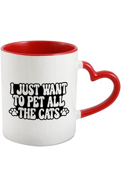 StoryGift Romania Mug for cat lovers who want to pet all cats with Heart Handle, With ,STG.