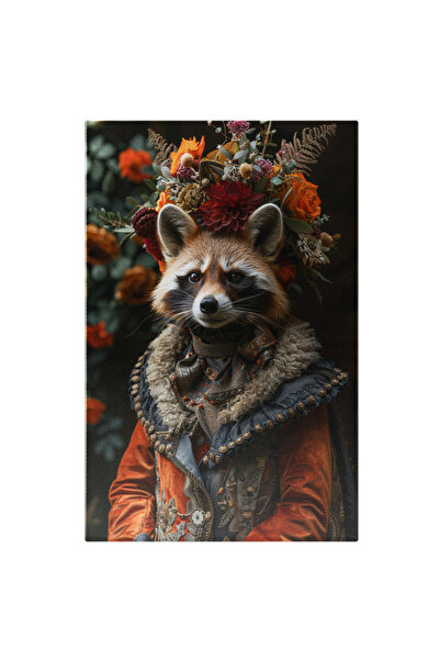 StoryGift Romania Tablou Canvas Raton Roșcat Ce Poartă O Coroană De Flori - Port Regal Portocaliu Catifelat , Pi