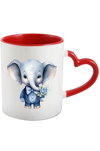 StoryGift Romania Mug with an elephant in a blue suit | rose | a little sad | disappointed | su, With ,STG .