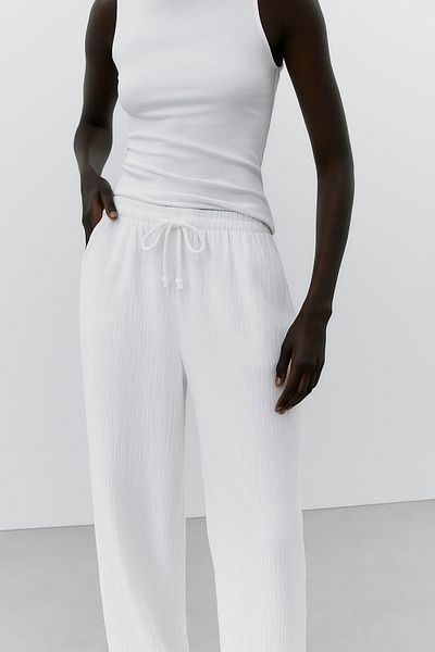 HAKKE Elastic Waist Muslin Palazzo Trousers