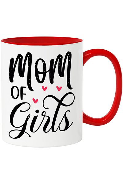 StoryGift Romania Heart mug for mothers of girls - maternal love affection with Red Handle, With,STG.