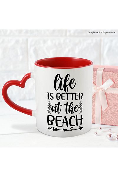 StoryGift Romania Mug with the message "Life is better at the beach" - life is better on the sunny beach, With,STG.