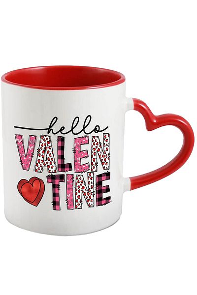 StoryGift Romania Mug with the message "Hello Valentine", hello, good, Valentine's Day, illustration, love, With, STG.