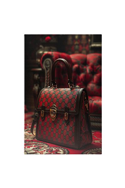 StoryGift Romania Tablou Canvas Accesoriu De Moda, O Geanta Gucci Cu Model Asezata Pe Covor, Geanta De Mana Scum