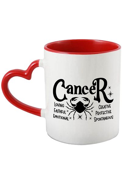 StoryGift Romania Mug with the zodiac sign Cancer, illustration, zodiac sign, astrology, symbol, sign, loving, believing, With, STG