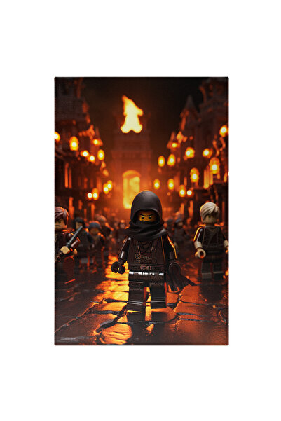 StoryGift Romania Tablou Canvas: Figurina Lego Cu Cagula Neagra Pe Fata Pregatit Pentru O Lupta Cu Inamicii Pict