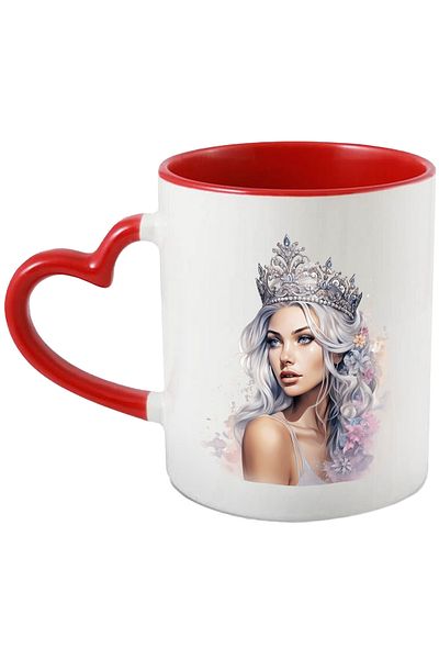 StoryGift Romania Mug with a beautiful woman | illustration | queen | crown | flowers | white hair, With,STG.