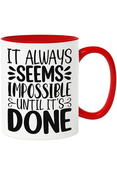 StoryGift Romania Mug with a message that says something always seems impossible until it's done, With ,STG.