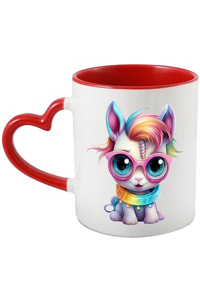 StoryGift Romania Mug with a unicorn | illustration | glasses | smile | collar | ruffled | play, With ,STG.