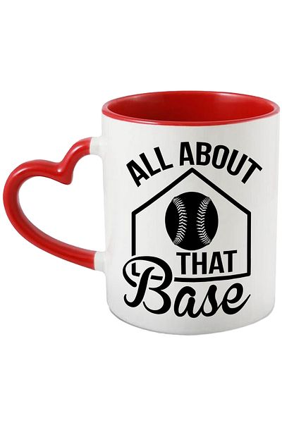 StoryGift Romania Mug with a baseball and the message in English "All about that base" - , With ,STG .
