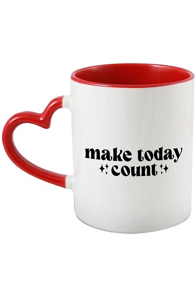 StoryGift Romania Mug with a message that urges you to make today count with Heart Handle, With, STG.