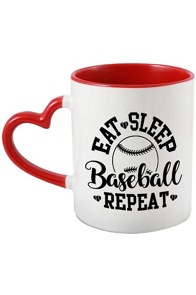 StoryGift Romania Baseball mug with the message "Eat sleep, baseball, repeat" - eat sleep, With ,STG.