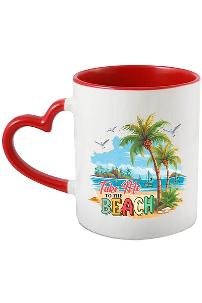 StoryGift Romania Mug with the message "Take me to the beach", summer, vacation, relaxation, holiday, illustrated, With ,STG.