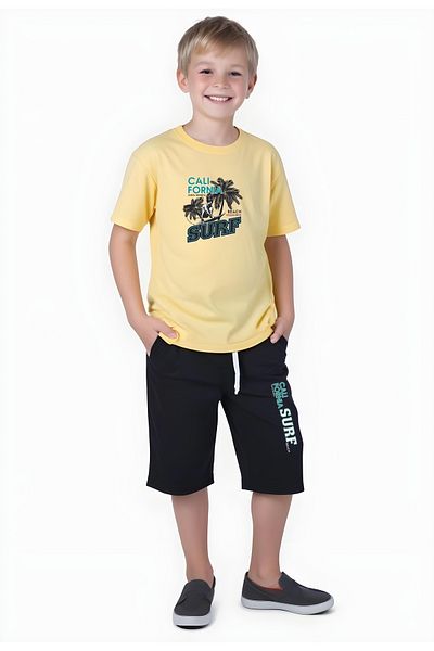 FYK KİDS Boy's Summer Surf Printed Bottom-Top Suit