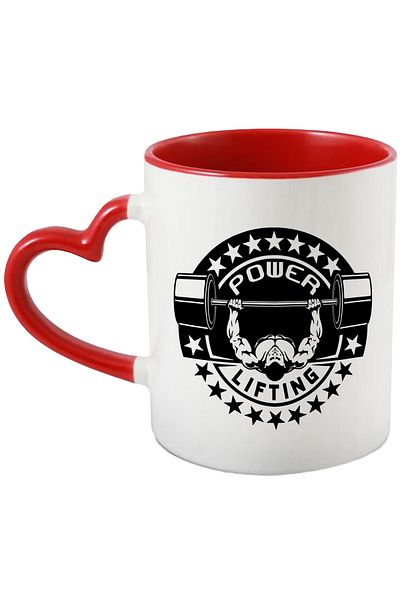 StoryGift Romania Mug with a bodybuilder lifting a barbell and the message in English "Power lifting" -, With ,STG.