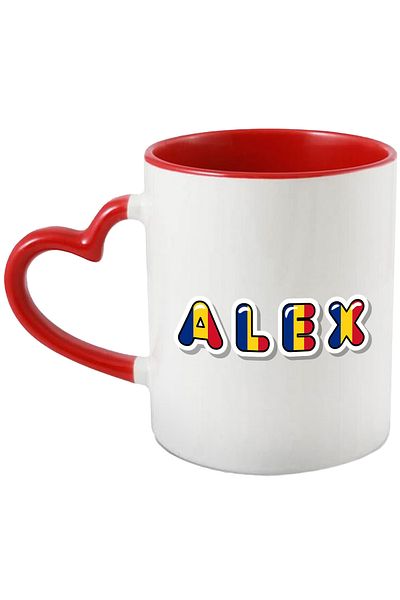 StoryGift Romania Mug With Name Alex, Romania, Supporter, Romanian Flag, Patriot, 330ml, Ceramics, With, STG.