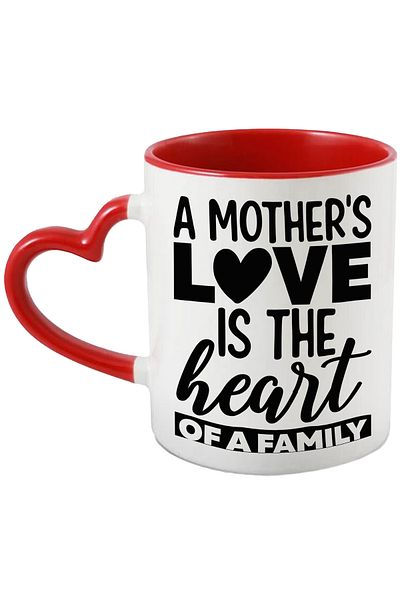 StoryGift Romania Mug with the text "A mother's love is the heart of a family" - heart with Handle, With, STG.