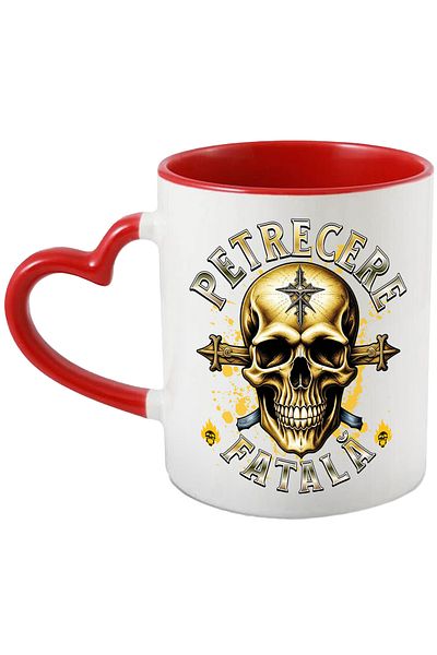StoryGift Romania Fatal Party Mug Skull Deadly Fun, 330ml, Ceramic with Heart Handle, With,STG.