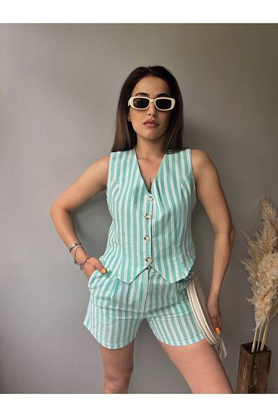 ALLEYTA Women's Shorts Vest Linen Set Mstk New Season