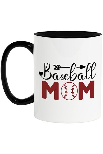 StoryGift Romania Mug for a mother who loves sports - baseball ball with Black Handle, With Black Handle, STG.