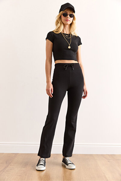 Olalook Women Black Top T-Shirt Bottom Spanish Pants Cotton Team Tkm-19000386