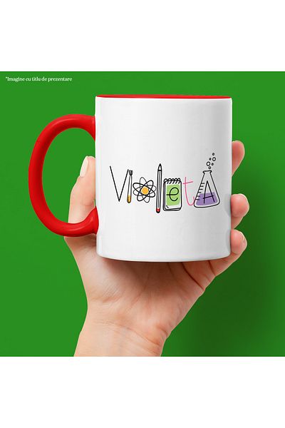 StoryGift Romania Mug With Name Violeta, School, Chemistry, Subjects, Algebra, Geometry, 330ml, Wax, With, STG.