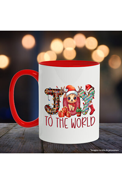 StoryGift Romania Mug with the message "Joy to the world", reindeer, Merry Christmas, illustration, winter, fall, With ,STG