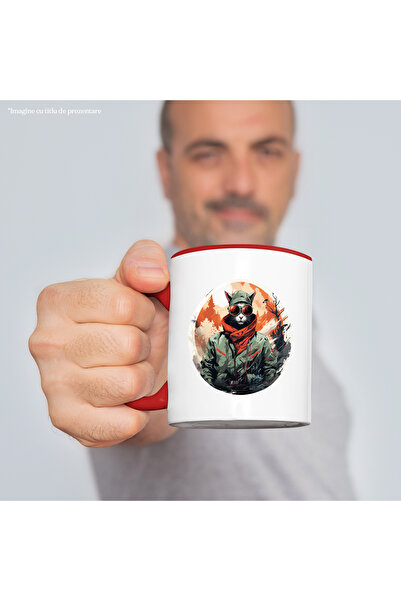 StoryGift Romania Mug With Cat, Tree, Glasses, Jacket, Fez, Forest, Multicolor 330 ml, Ceramics, With ,STG