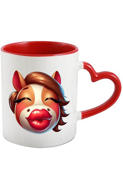 StoryGift Romania Mug with a mare giving a kiss | illustration | happiness | Valentine's Day | love, With, STG.