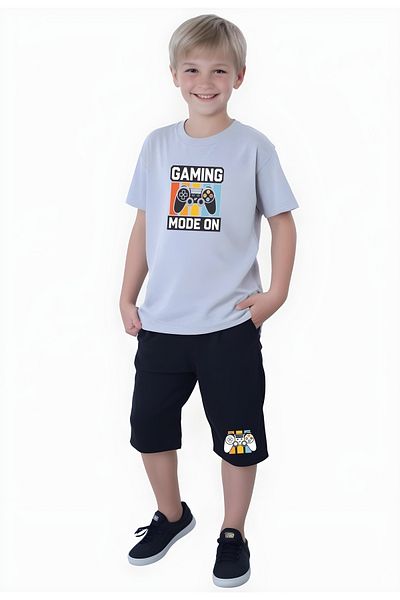 FYK KİDS Boy's Summer Printed Bottom-Top Suit